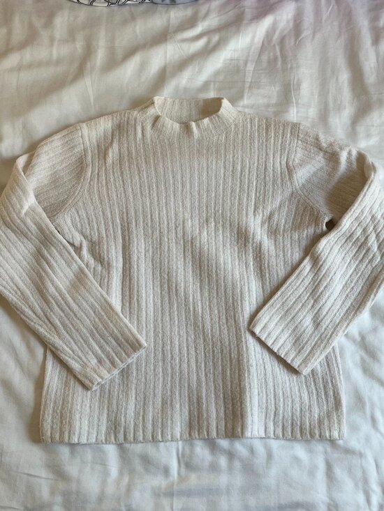 Vintage Sweaters - Vintage cream ribbed mock neck sweater
